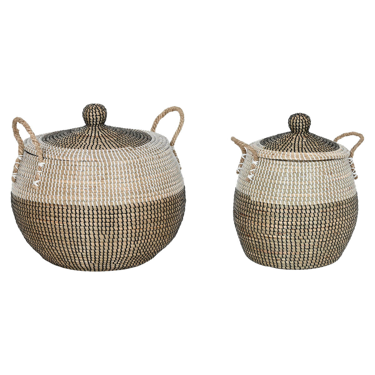 8424002144449 - Basket Set Home Esprit White Black Natural 45 x 45 x 48 cm (2 Stücke)