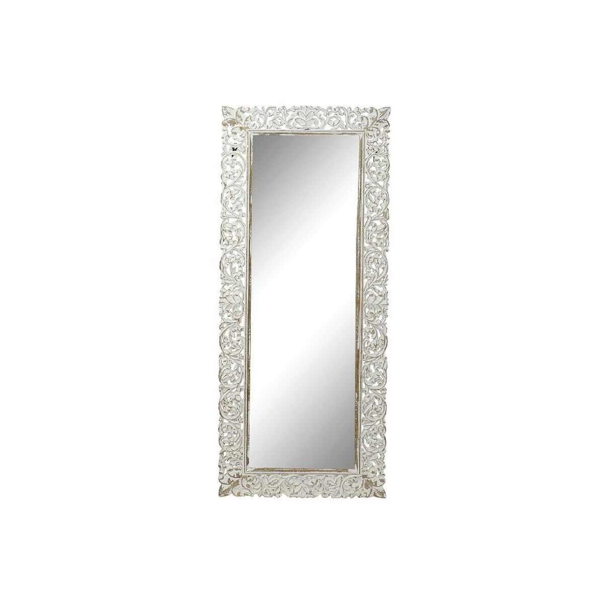 8424002144814 - Wall mirror White Crystal MDF Wood Indian Man Stripped 66 x 3 x 164 cm