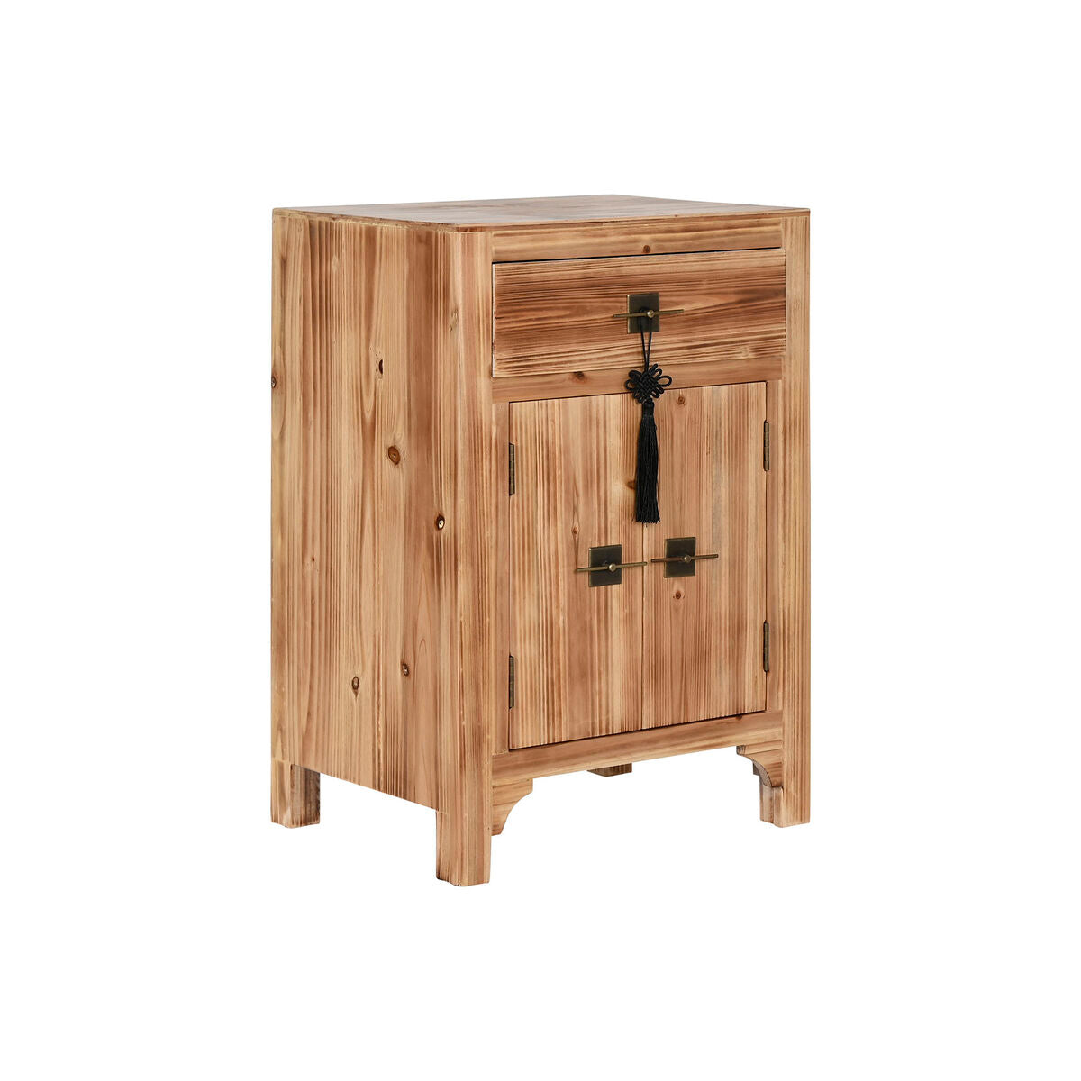 8424002144920 - Nachttisch Schwarz natürlich Tannenholz Holz MDF 45 x 34 x 66 cm