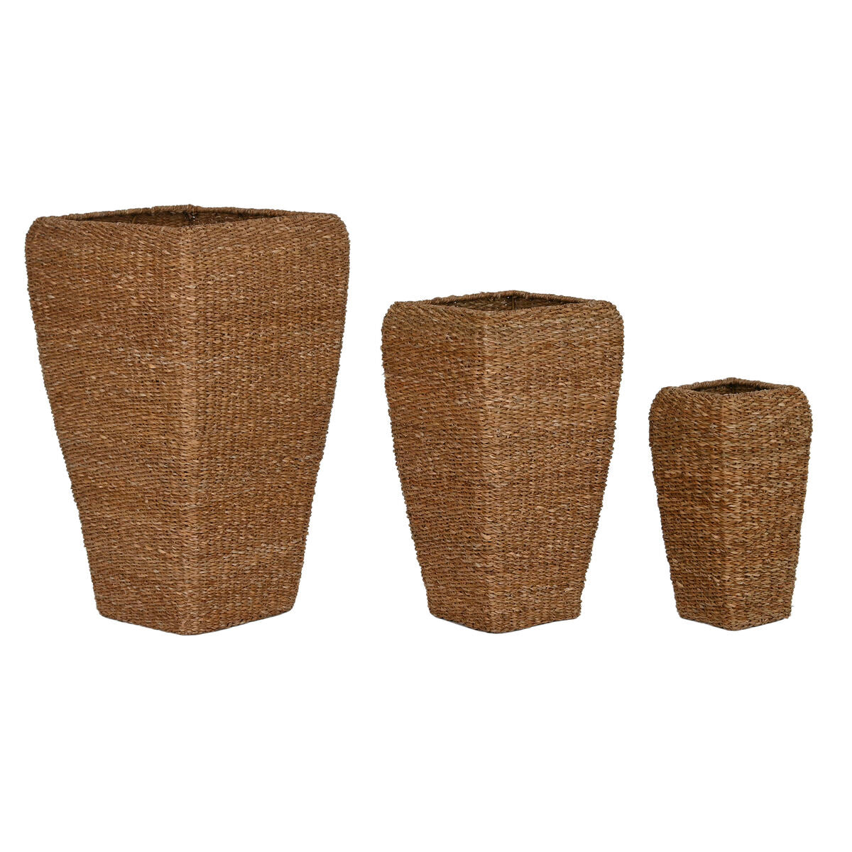 8424002146832 - Set of Planters Natural Metal Natural Fibre 40 x 40 x 70 cm (3 Pieces)