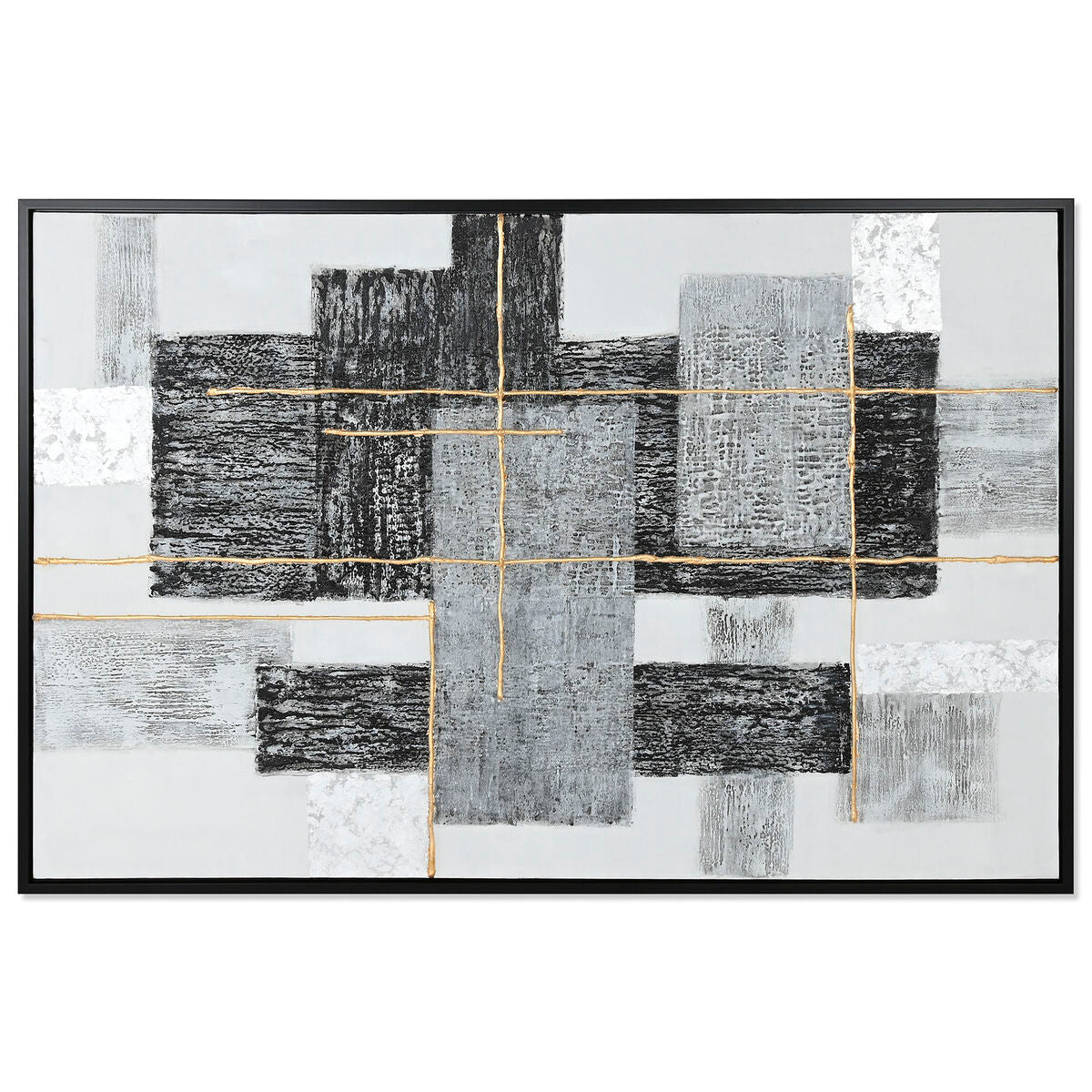 8424002147310 - Painting White Black Golden Modern 156 x 38 x 106 cm