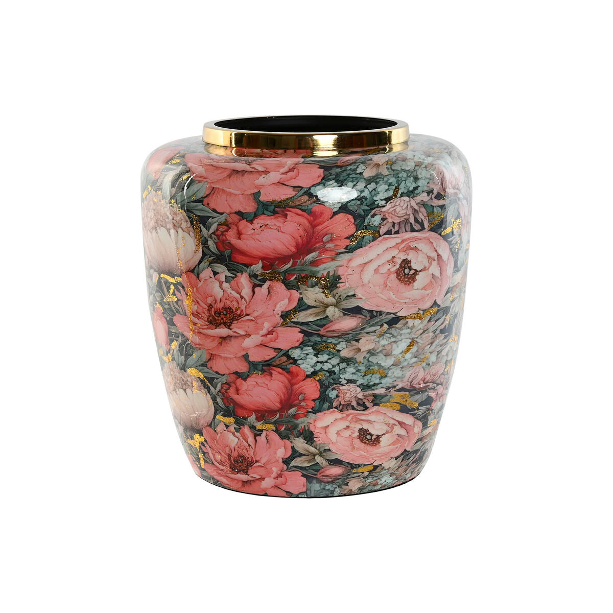 8424002151683 - Vase Home Esprit Multicolous Pink Metall 33 x 33 x 35 cm