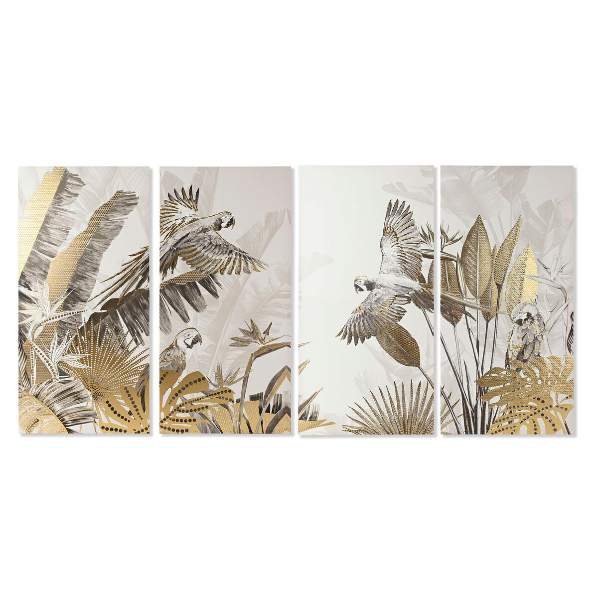 8424002156725 - Set of 4 pictures Beige Golden Tropical 280 x 32 x 140 cm