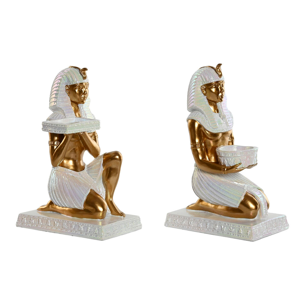 8424002159627 - Dekorative Figur Home Esprit White Golden Harz orientalischer ägyptischer Mann 125 x 17 x 25 cm (2 Einheiten)