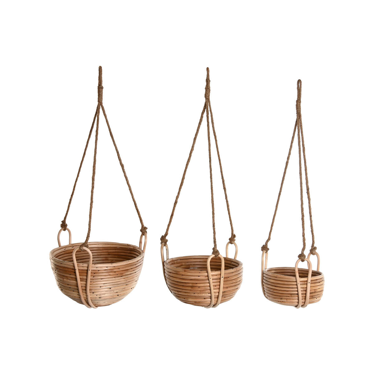 8424002177973 - Set of Planters Natural wicker Rope 31 x 31 x 23 cm (3 Pieces)