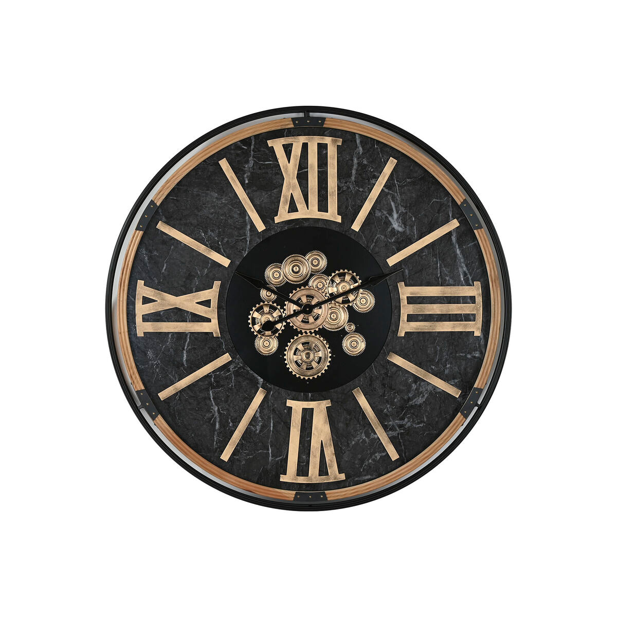 8424002178536 - Wall Clock Black Golden Metal Crystal 127 X 9 X 127 cm