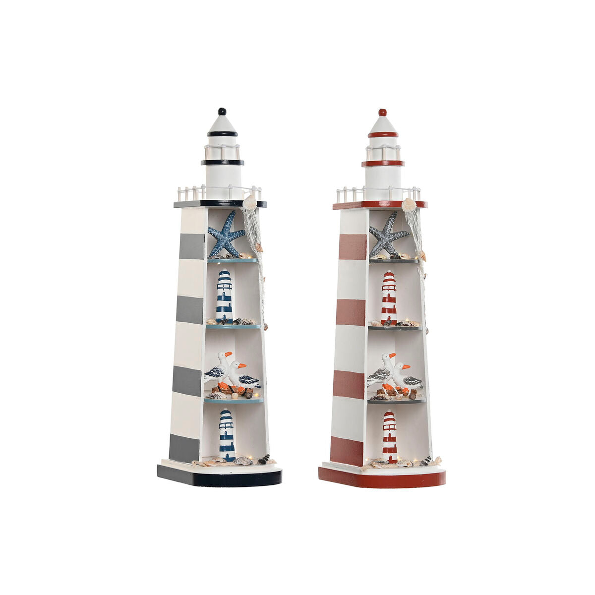 8424002180942 - Deko-Figur Blau Rot Leuchtturm 14 x 16 x 52 cm (2 Stück)