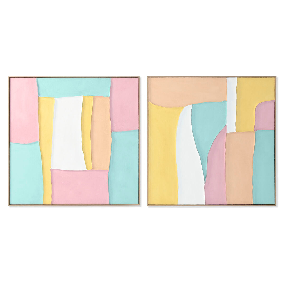 8424002185732 - Bild Weiß Rosa türkis abstrakt Urban 102 x 45 x 102 cm (2 Stück)