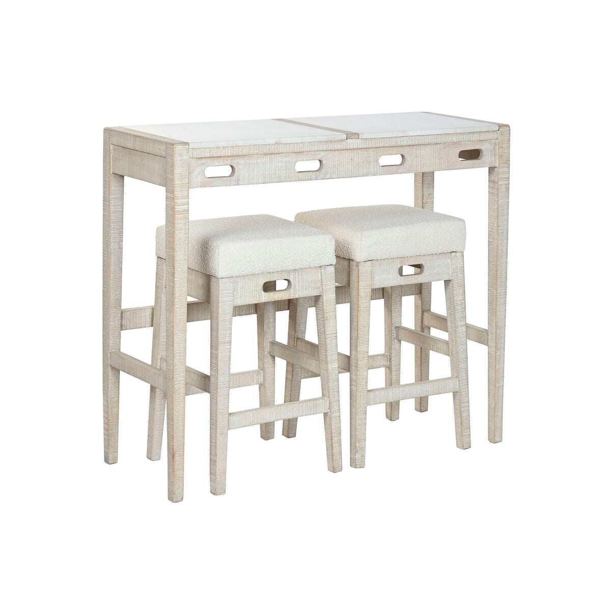8424002201517 - Tisch-Set mit Stühlen Weiß natürlich 112 x 40 x 96 cm 8424002201517 - Tisch-Set mit Stühlen Weiß natürlich 112 x 40 x 96 cm