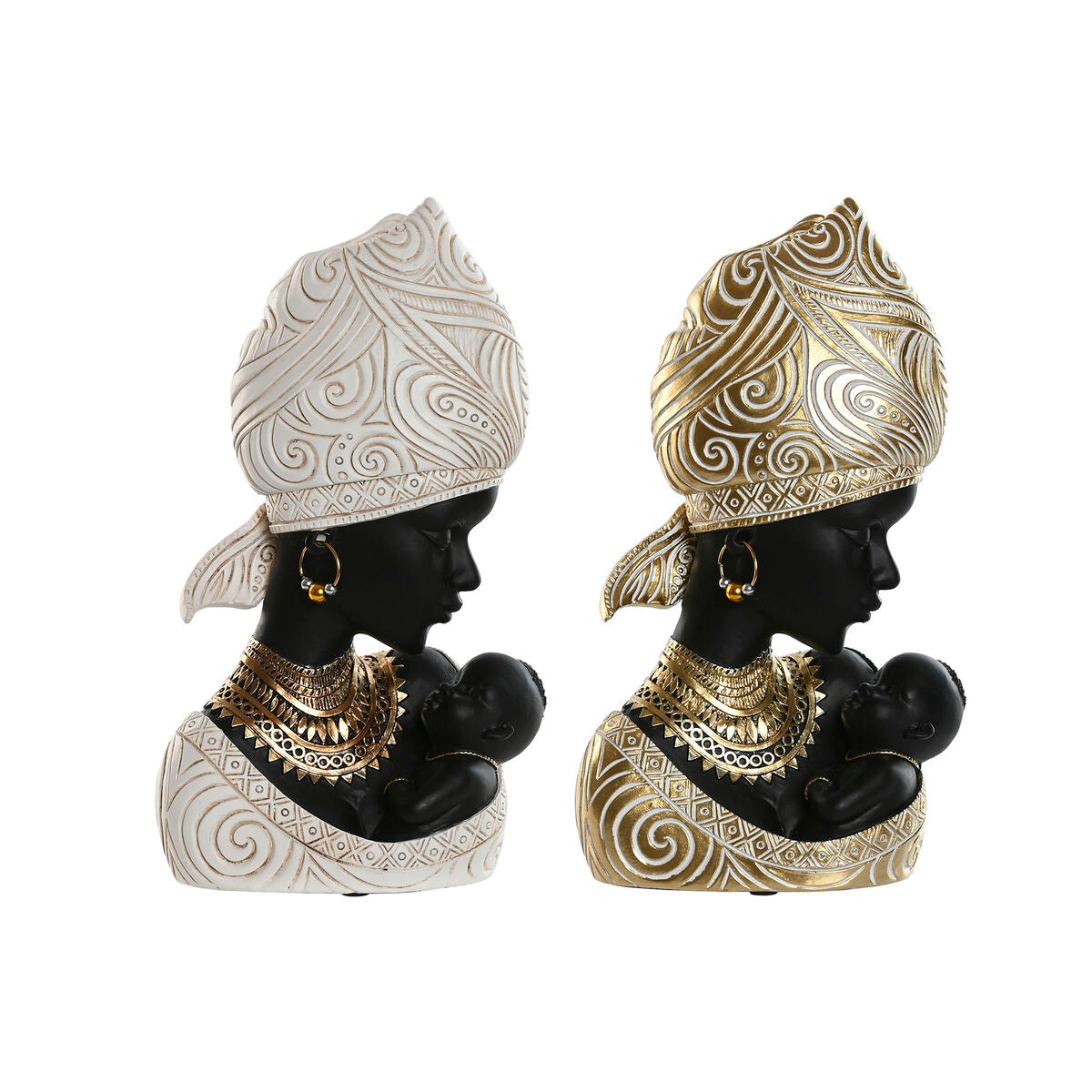 8424002204204 - Deko-Figur Weiß Schwarz Gold Afrikanerin 15 x 9 x 25 cm (2 Stück)