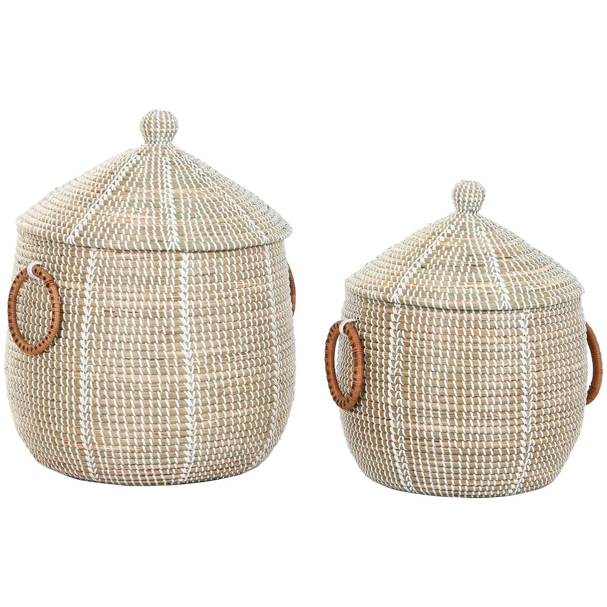 8424002211592 - Basket set White Natural Seagrass Boho (2 Pieces)