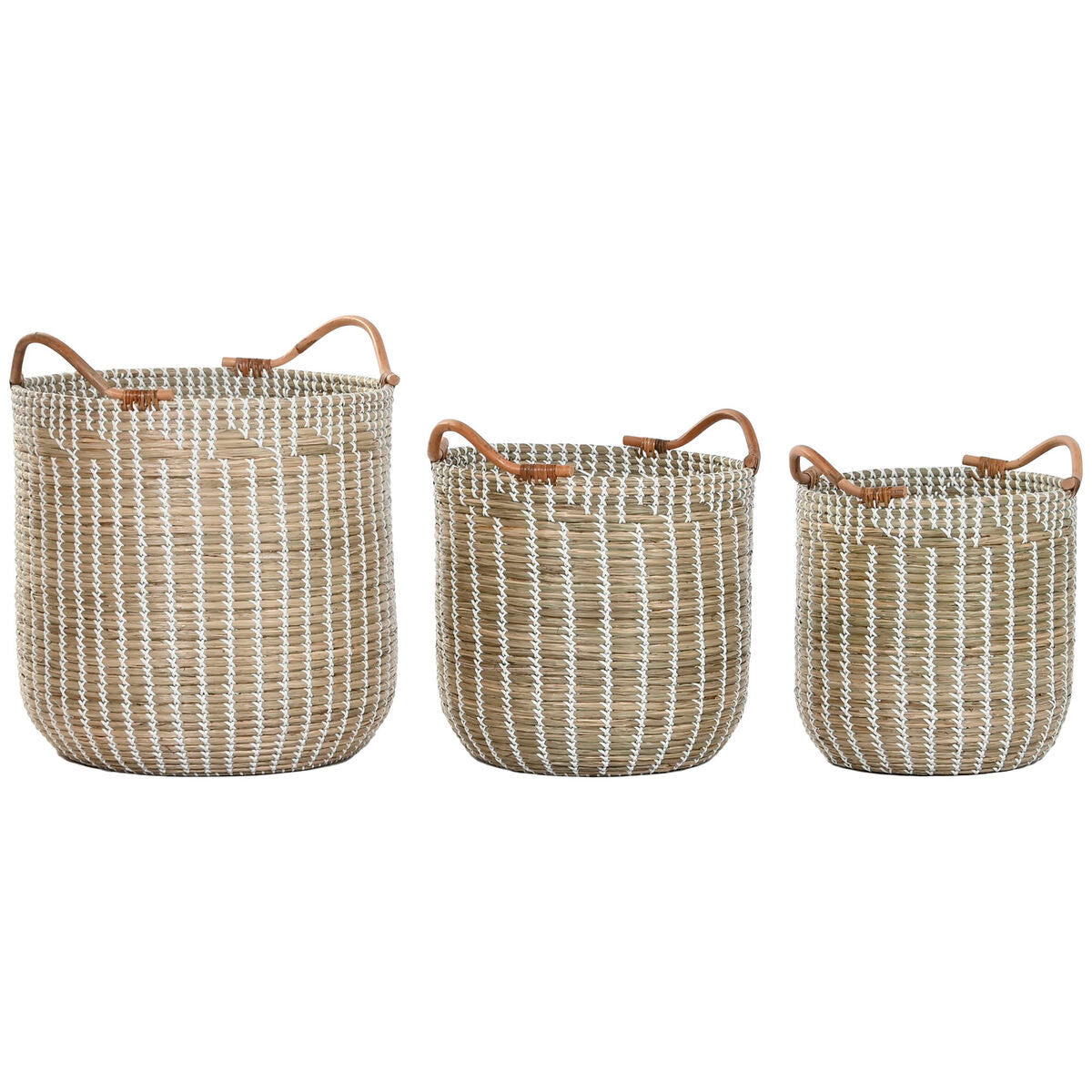 8424002211608 - Basket set White Natural Seagrass Boho (3 Pieces)