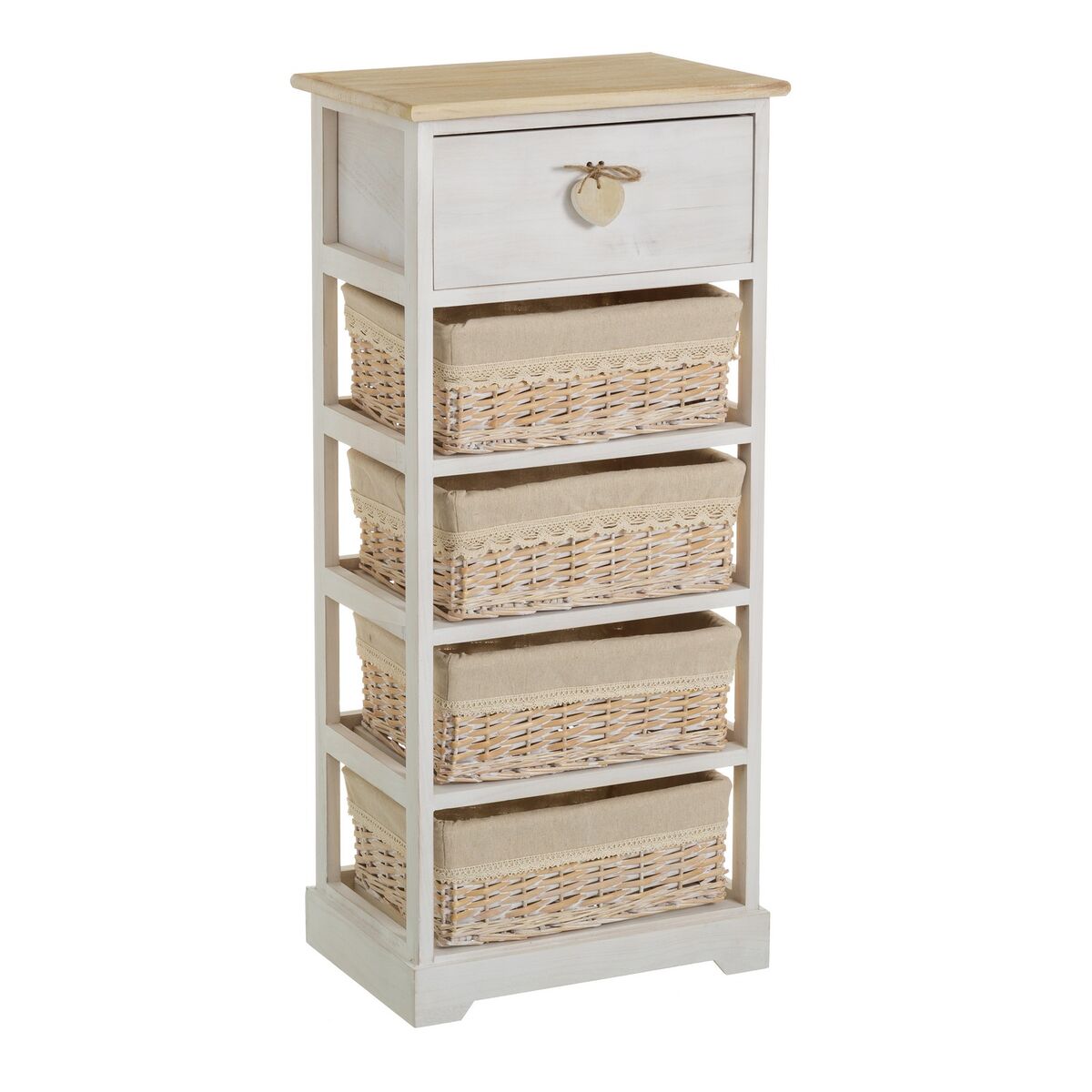 8424345989691 - Schubladenschrank SWEET HEART Creme natürlich 40 x 29 x 90 cm 8424345989691 - Schubladenschrank SWEET HEART Creme natürlich 40 x 29 x 90 cm