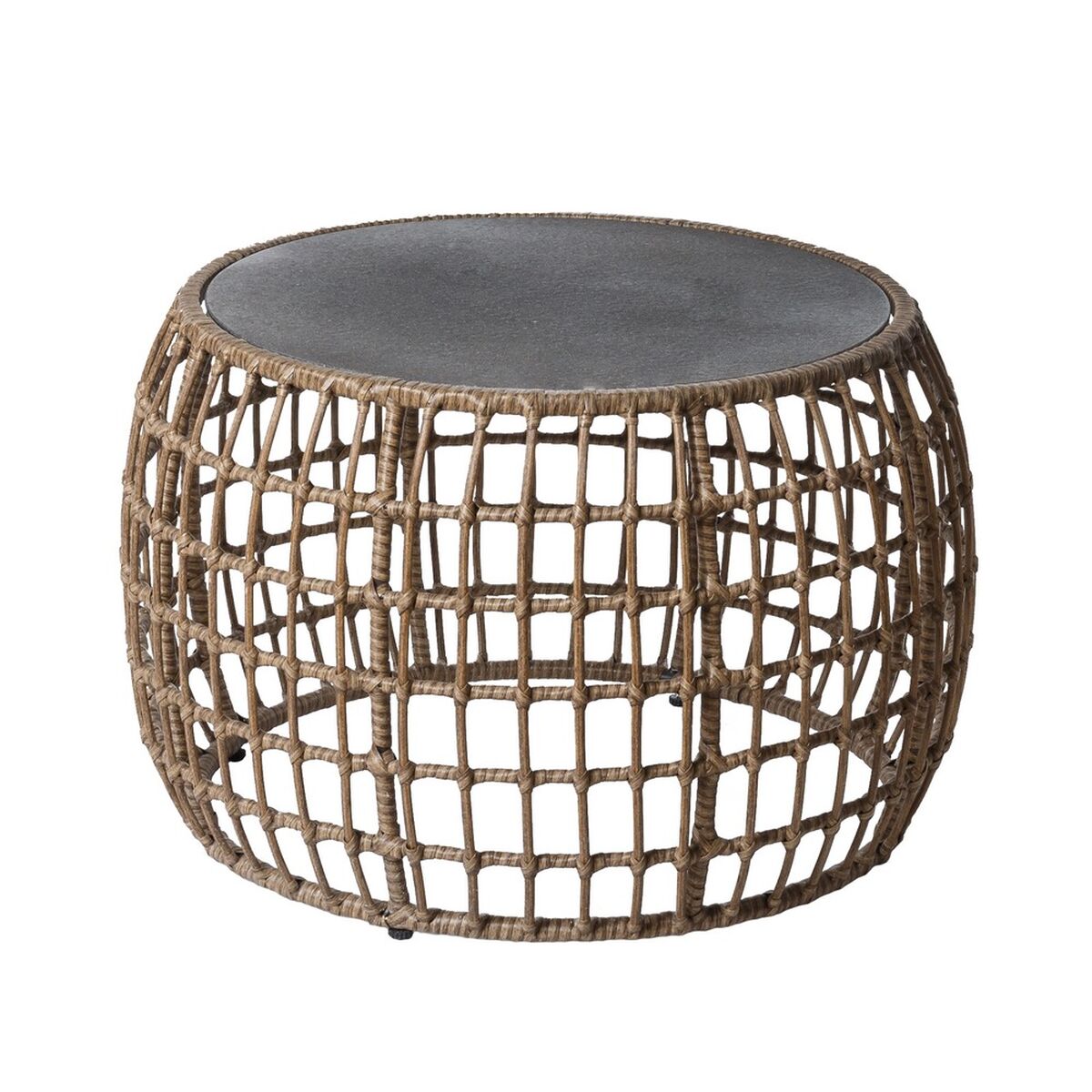 8424346271894 - Tischdekoration Ariki Tisch Stahl Rattan Verre trempé Synthetischer Rattan 73 x 61 x 46 cm