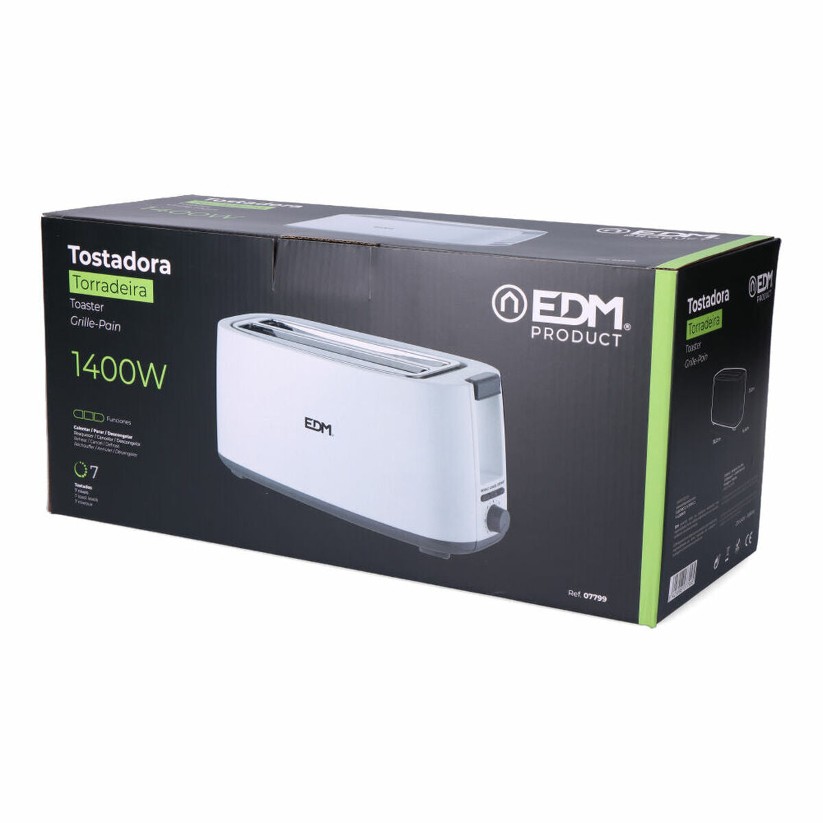 8425998077995 - Toaster EDM 07799 White Design 1400 W Doppelnut 8425998077995 - Toaster EDM 07799 White Design 1400 W Doppelnut