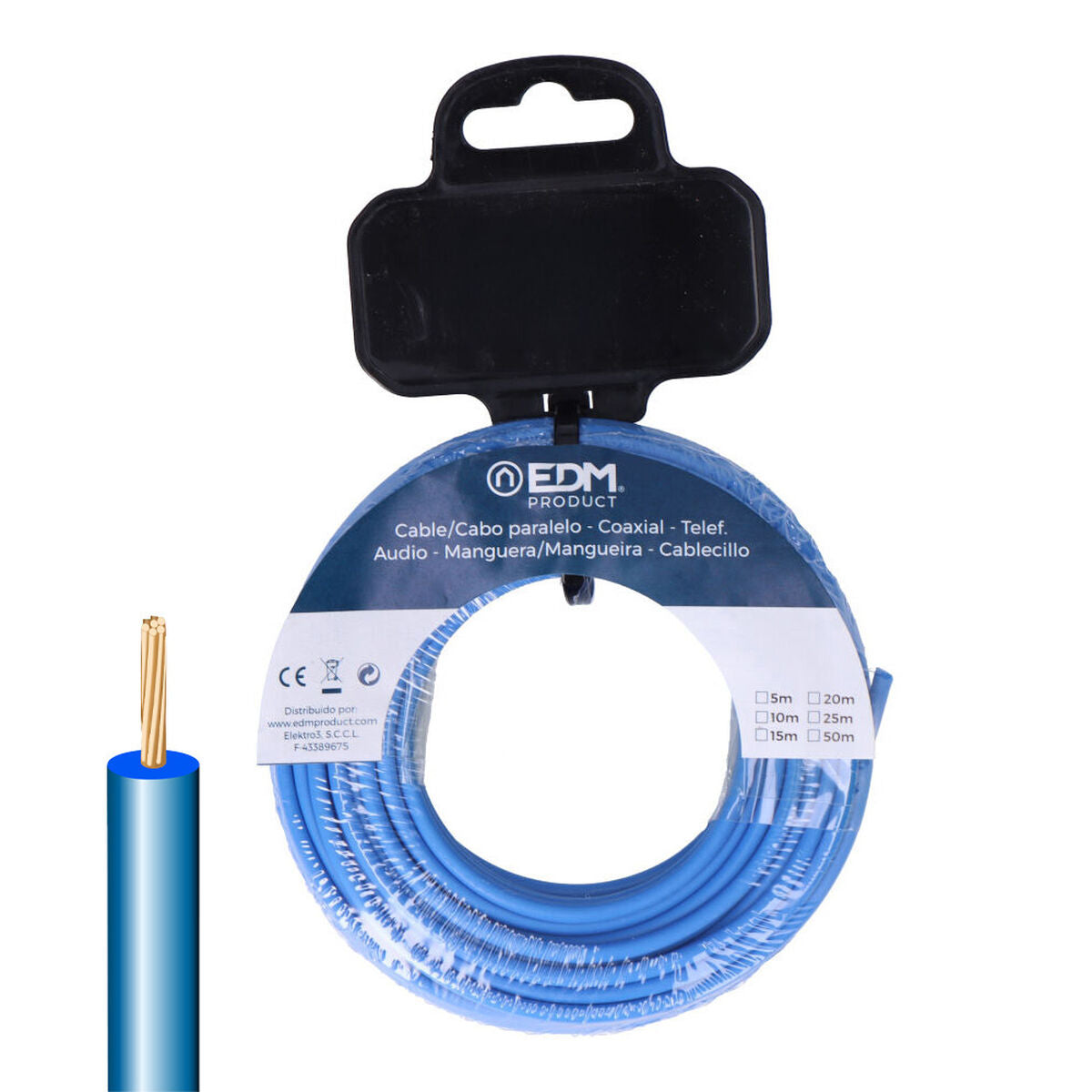 8425998285826 - Single Core Electric Cable EDM 28582 Blue 20 m h07z1-k