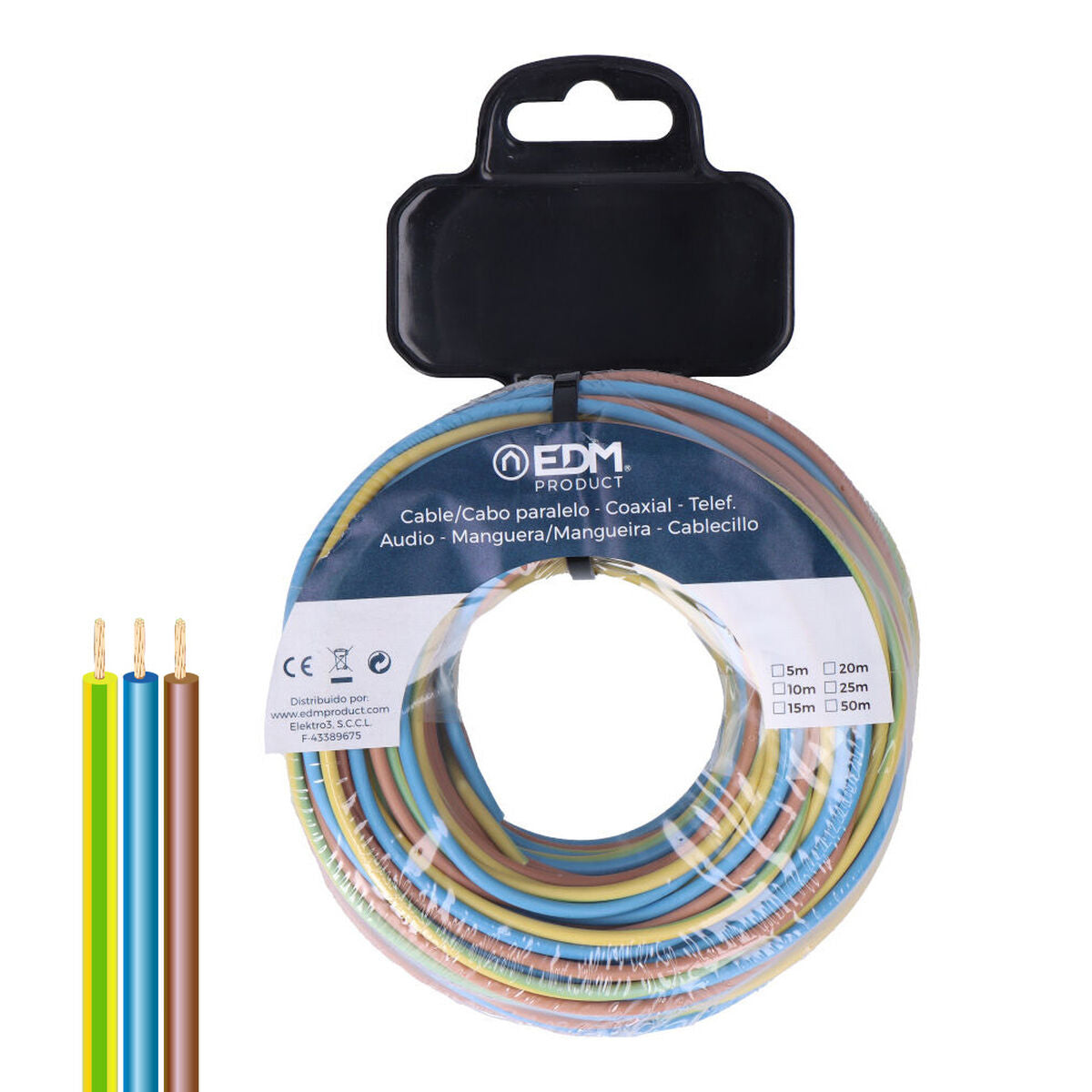8425998287370 - Paralleles Kabel EDM 28737 Blau Braun 25 m Spule h07z1-k 8425998287370 - Paralleles Kabel EDM 28737 Blau Braun 25 m Spule h07z1-k