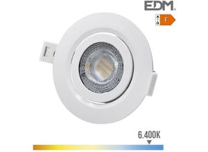 8425998316476 - Downlight led empotrar 9W 806Lm RA80 6400K redondo marco blanco EDM