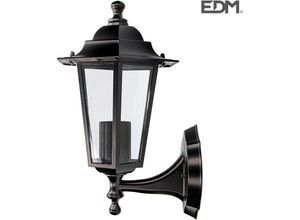 8425998734126 - - E3 73412 Farol Aluminio y Cristal Pared Negro 34X17X11Cm 1Xe27 Mod Zurich Ip44 Bombilla No Incluida