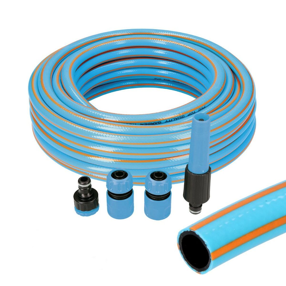 8425998741087 - Schlauch mit Zubehörsatz EDM 74108 PVC 5 8 20 mm x 25 m Blau (25 m) 8425998741087 - Schlauch mit Zubehörsatz EDM 74108 PVC 5 8 20 mm x 25 m Blau (25 m)