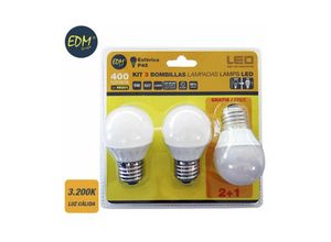 8425998982015 - - Pack 3 Kugelförmige LED-Lampe Leistung 5 w Kappe E27 Helligkeit 400 Lumen Lichtart warm 3200