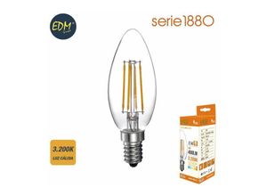 8425998986204 - E3 98620 Bombilla De Vela Con Filamento De Led E14 4W 550Lm 3200K Luz Calida Ø45X78Cm EDM