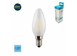 8425998986303 - E3 98630 Bombilla De Vela Con Filamento De Led Cristal Mate E14 45W 470Lm 6400K Luz Fria Ø35X98Cm EDM