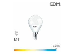 8425998989489 - E3 98948 Bombilla Esferica Led E14 7W 600Lm 6400K Luz Fria Ø45X82Cm EDM