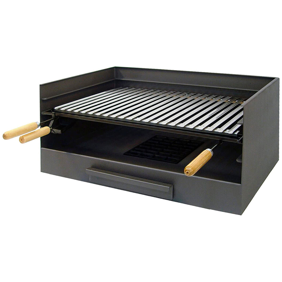 8427514027125 - Barbecue Tischdecke Grill Holzkohle Schwarz Edelstahl 61 x 40 x 32 cm