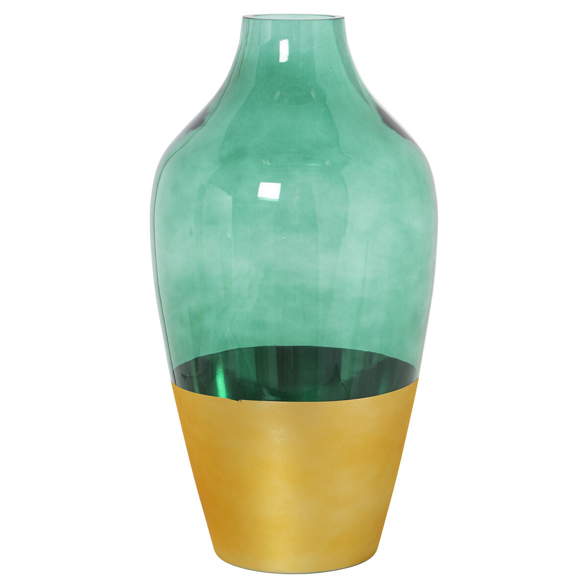 8427701197426 - Vase Green Golden Crystal 17 x 17 x 32 cm