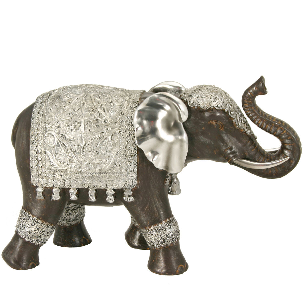 8427701460582 - Deko-Figur Schwarz Silberfarben Kunststoff Elefant 31 x 23 x 16 cm