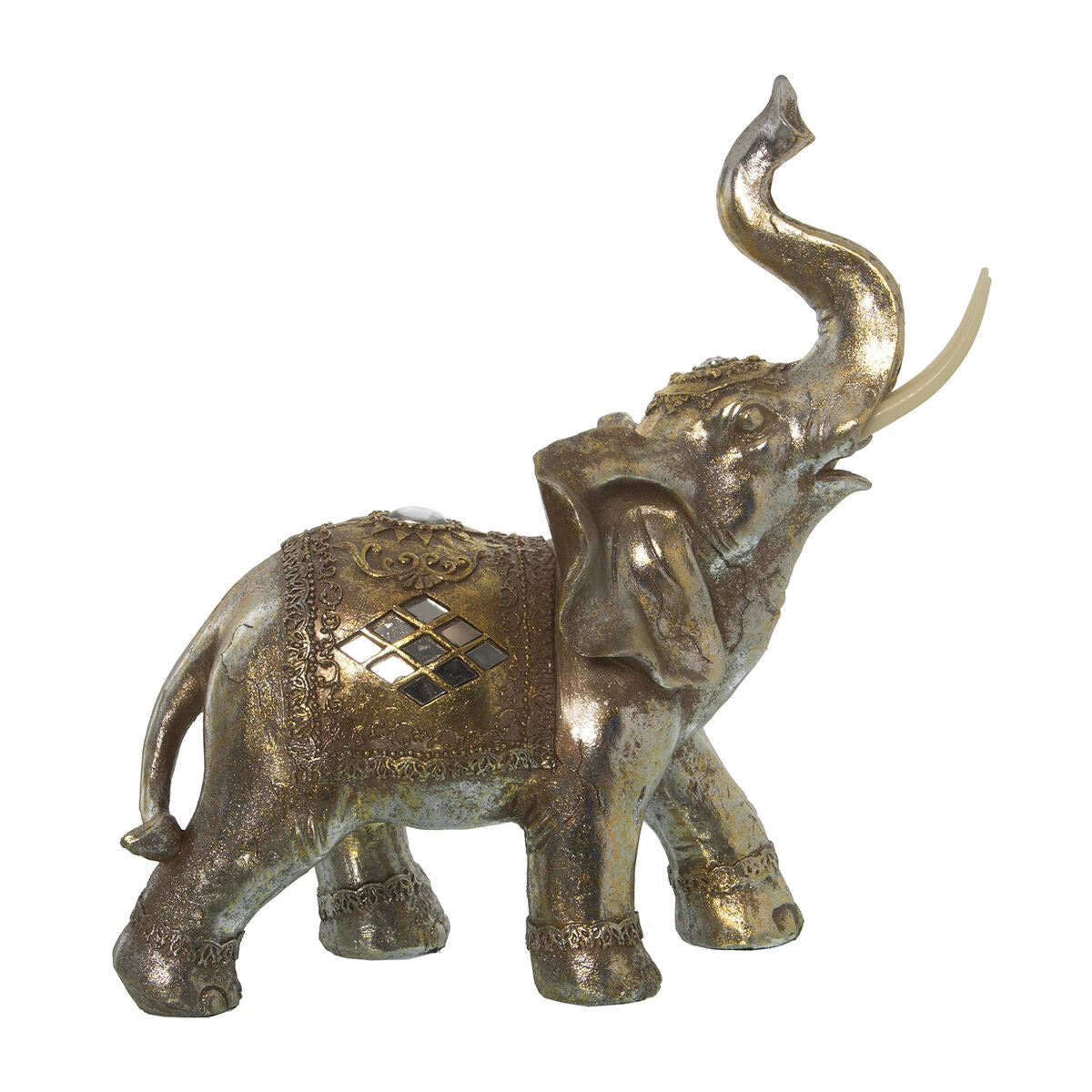 8427701490480 - Decorative Figure Golden Plastic Elephant 18 x 34 x 35 cm