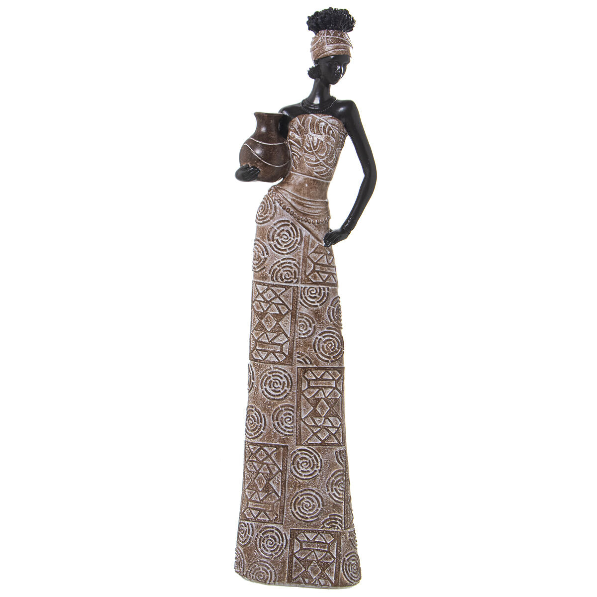 8427701499704 - Decorative Figure Brown Plastic African Woman 11 x 14 x 51 cm