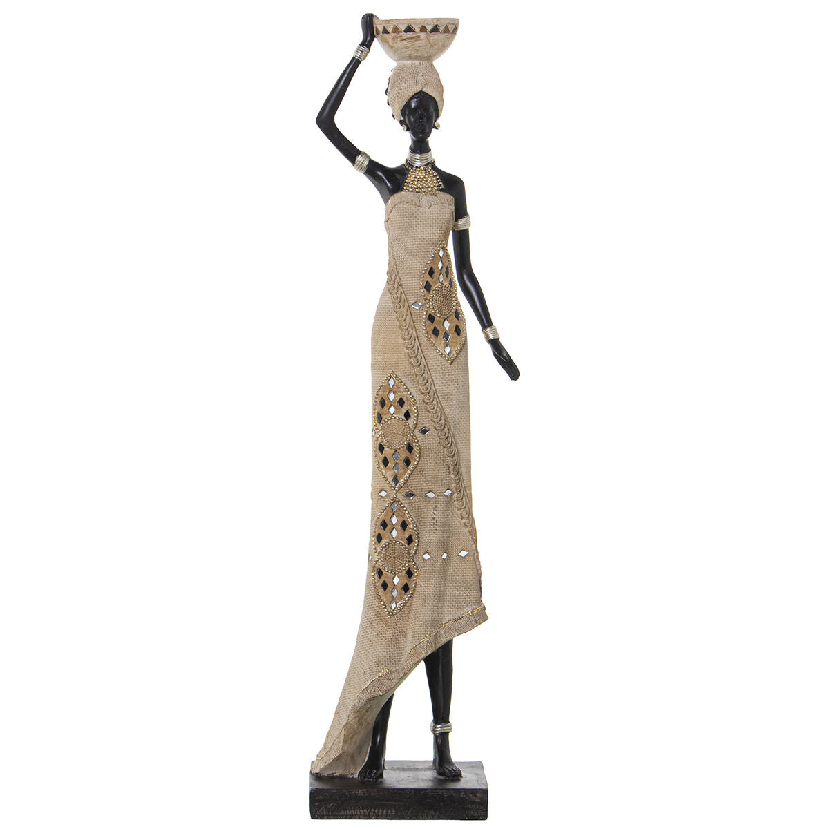8427701501858 - Decorative Figure Beige Plastic African Woman 15 x 19 x 63 cm