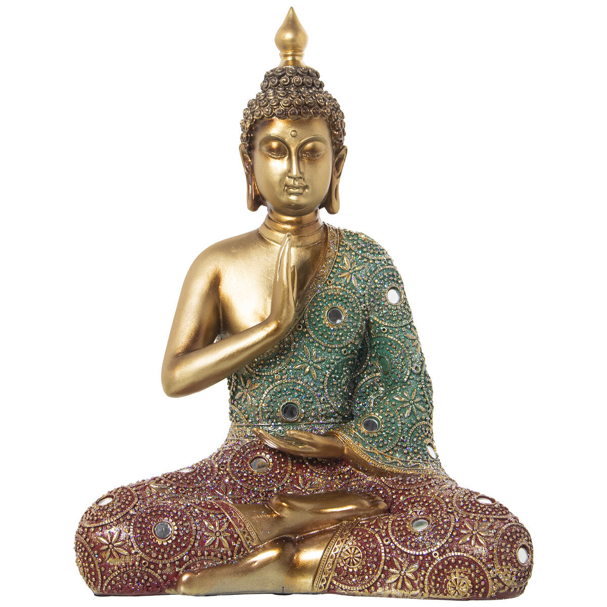 8427701503340 - Decorative Figure Red Green Golden Plastic Buddha 18 x 30 x 38 cm