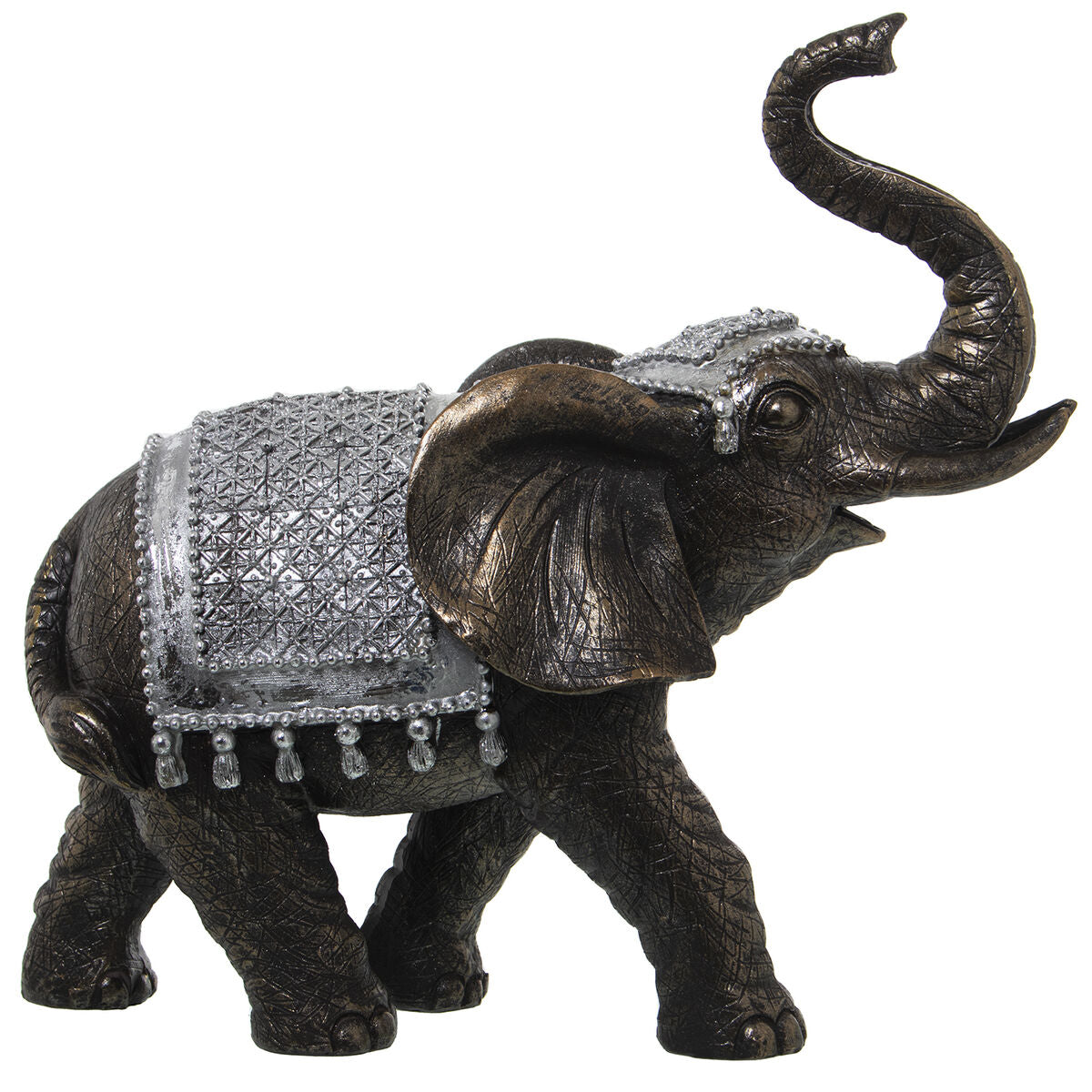 8427701504057 - Deko-Figur Silberfarben Kunststoff Elefant 14 x 27 x 26 cm