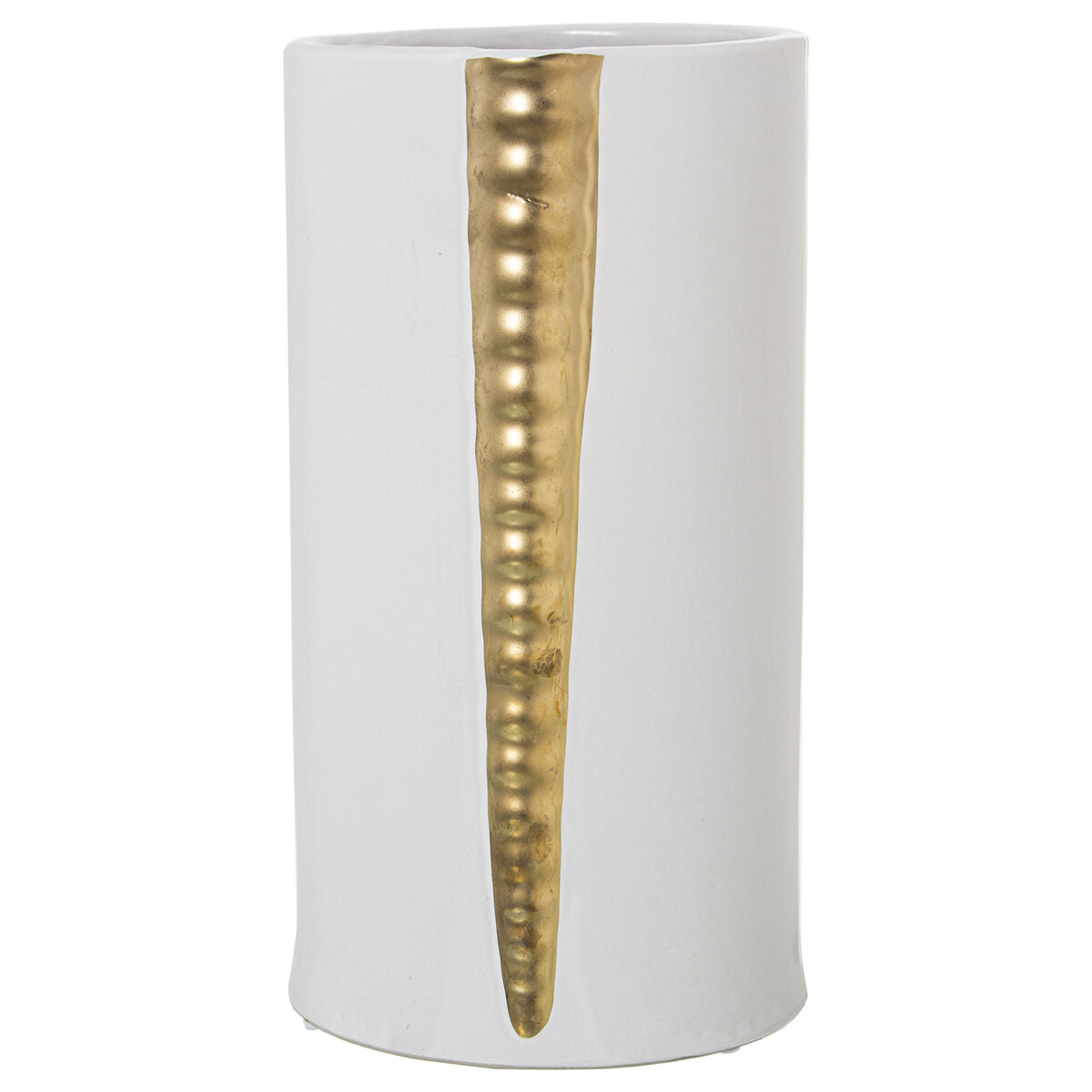 8427701511512 - Vase Weiß Gold aus Keramik 16 x 16 x 29 cm