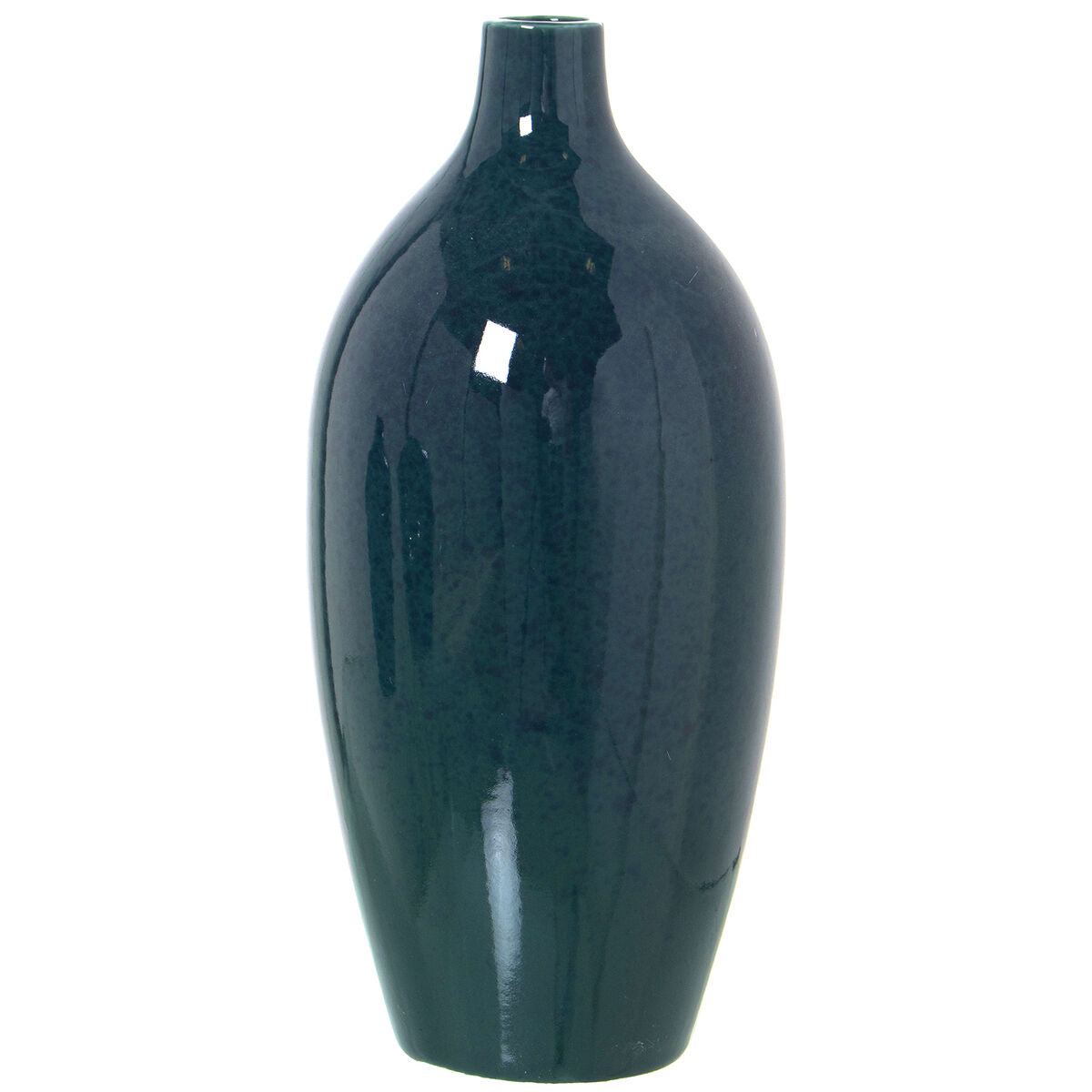 8427701511802 - Vase Dunkelgrün aus Keramik 14 x 14 x 27 cm