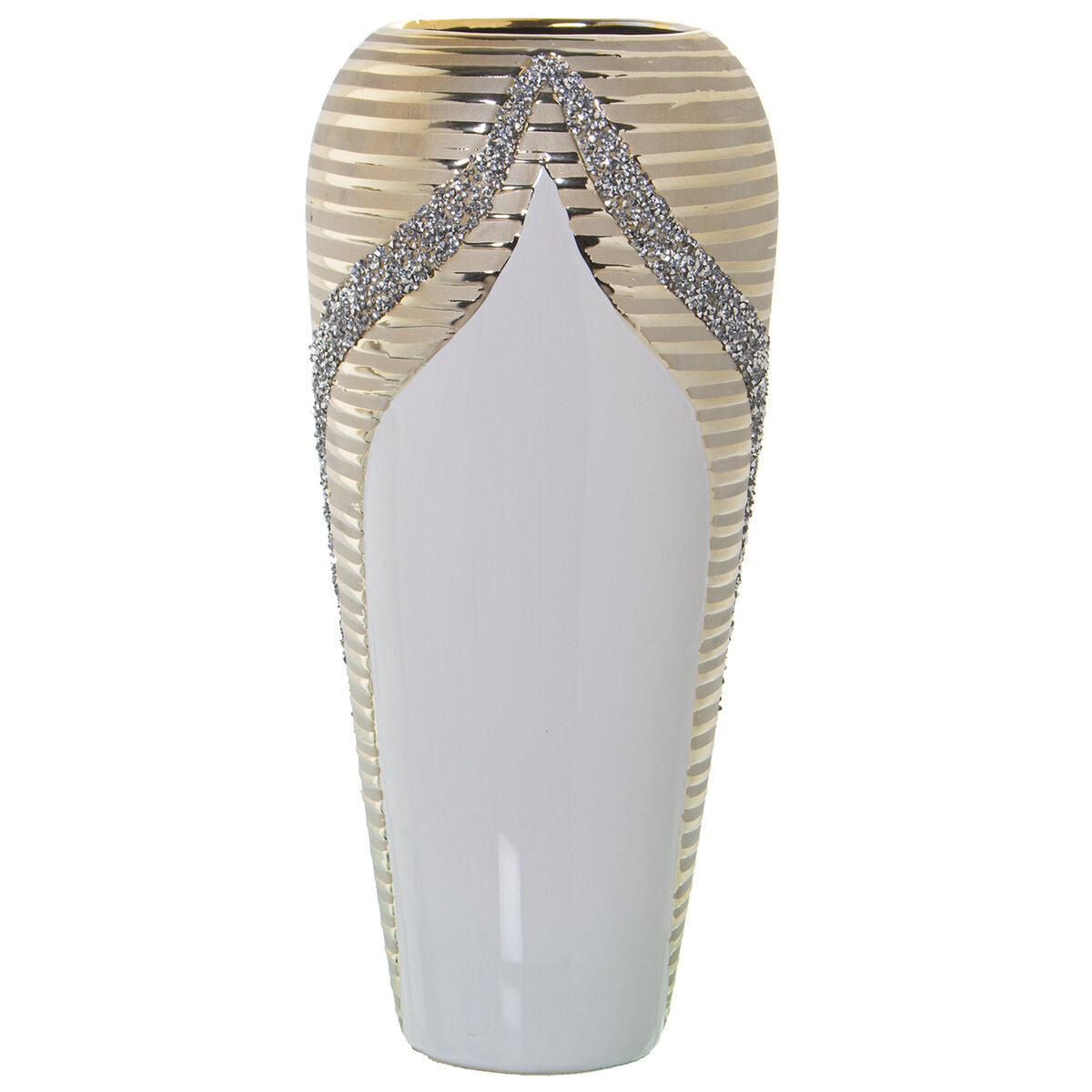 8427701526486 - Vase Weiß Champagne aus Keramik Brillant 18 x 18 x 37 cm