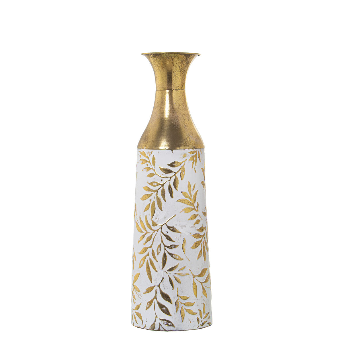 8427701530063 - Floor vase White Golden Metal 14 x 14 x 48 cm