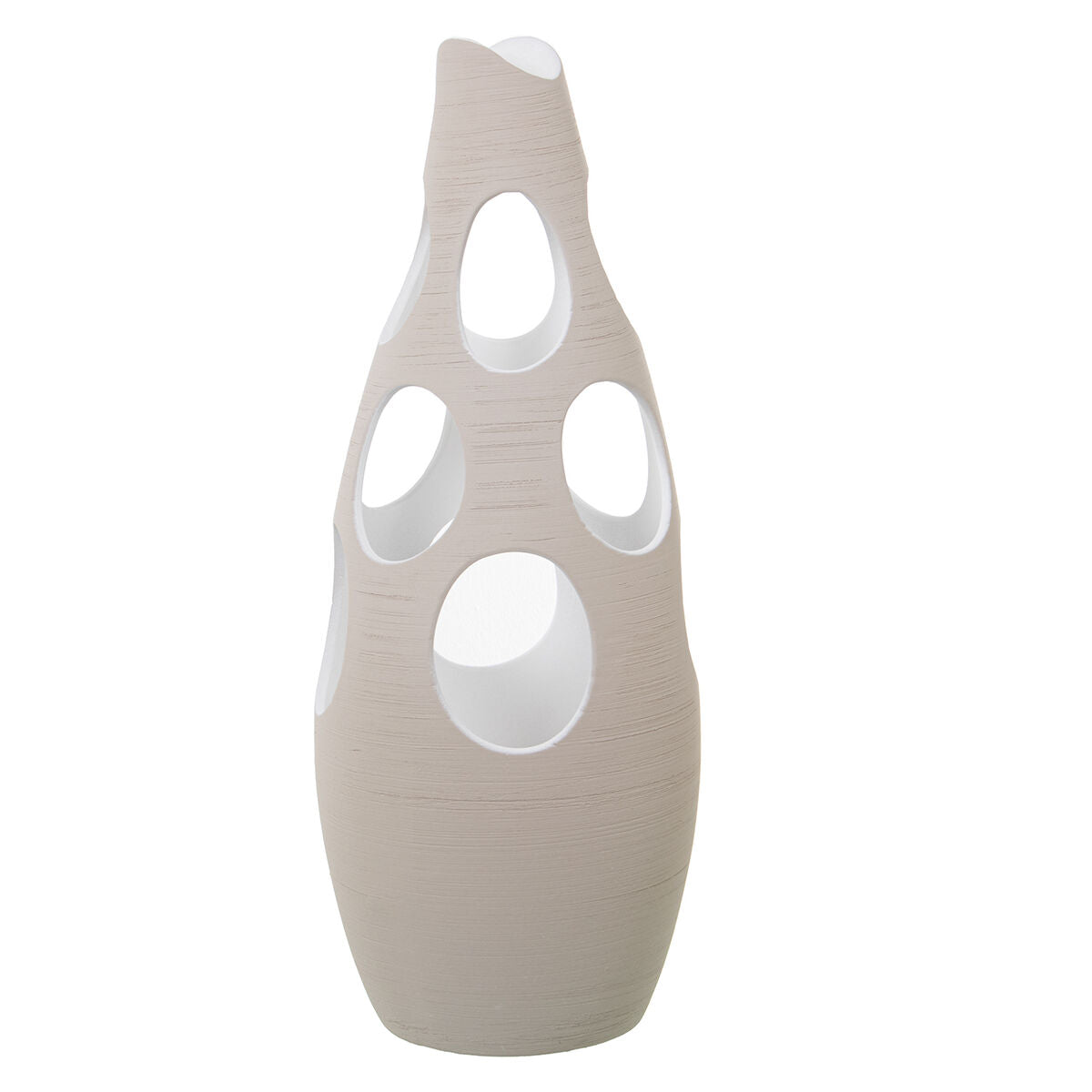 8427701606935 - Bodenvase Ecru aus Keramik Streifen Kreise 24 x 24 x 63 cm