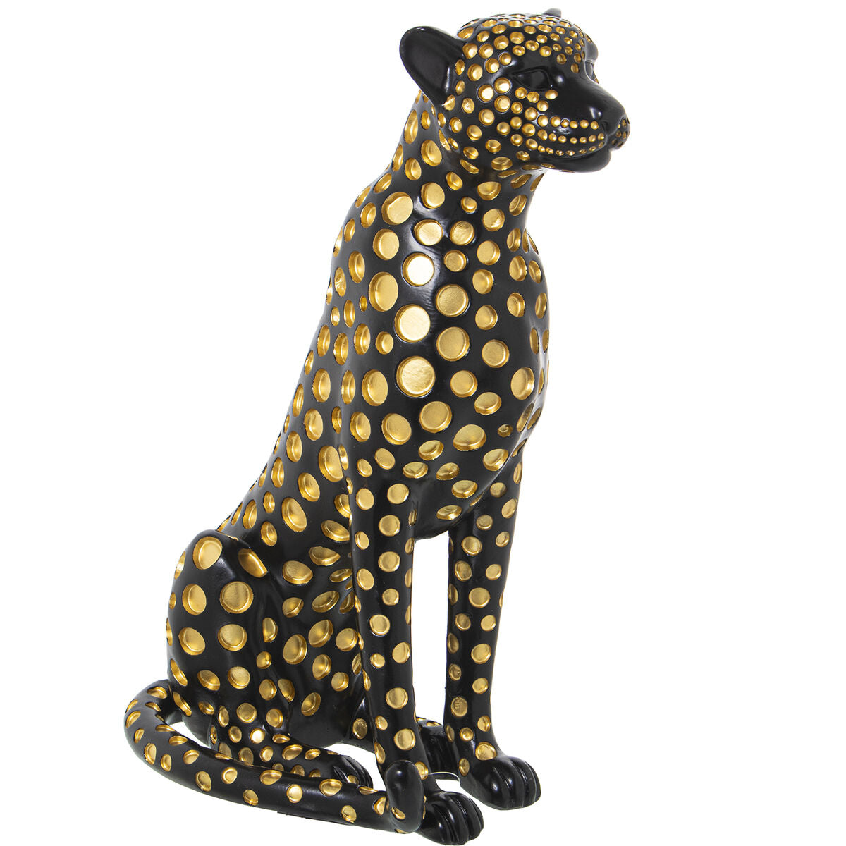 8427701618518 - Decorative Figure Black Golden Plastic Leopard 33 x 39 x 45 cm