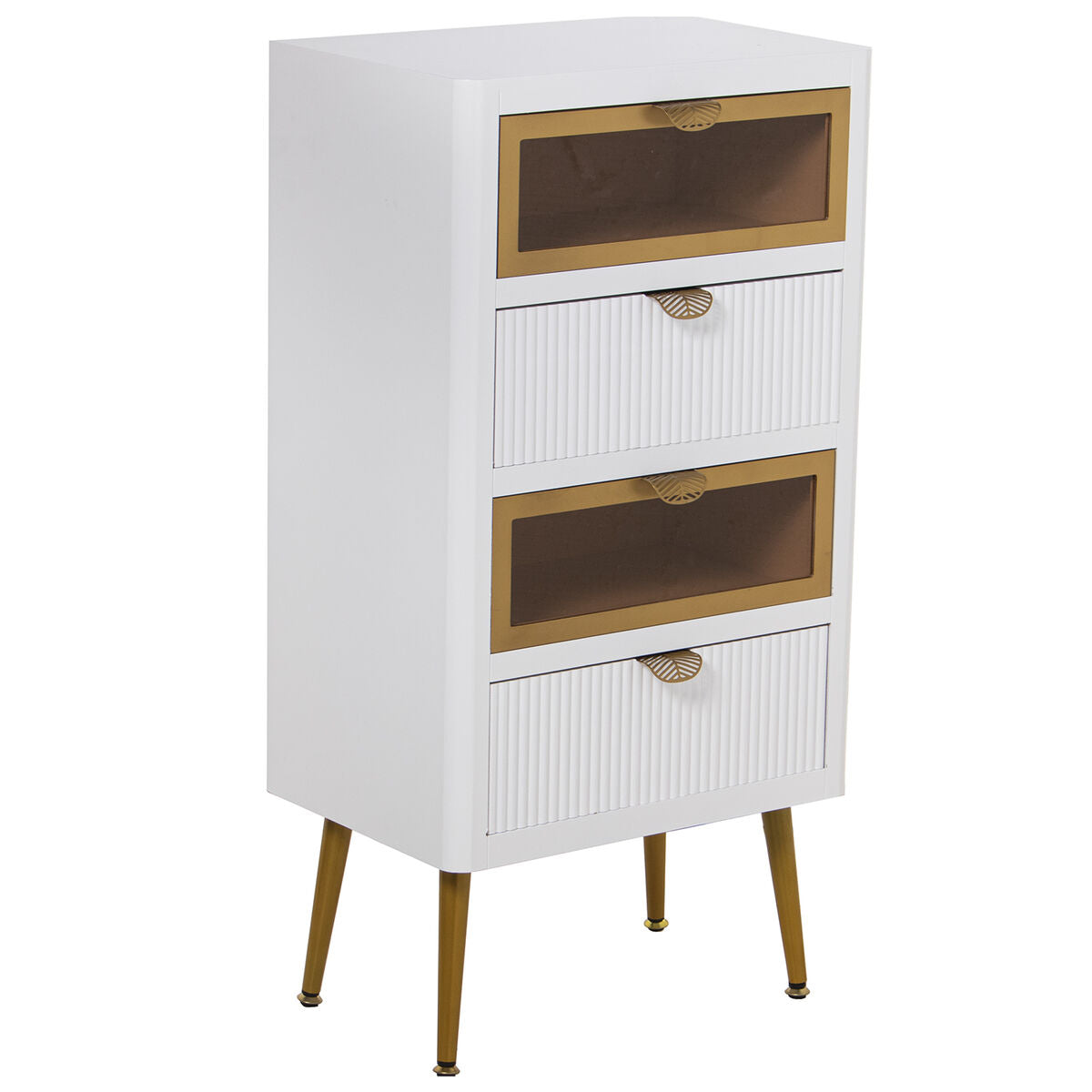 8427701680249 - Schubladenschrank Weiß Braun Gold Holz 45 x 88 x 30 cm