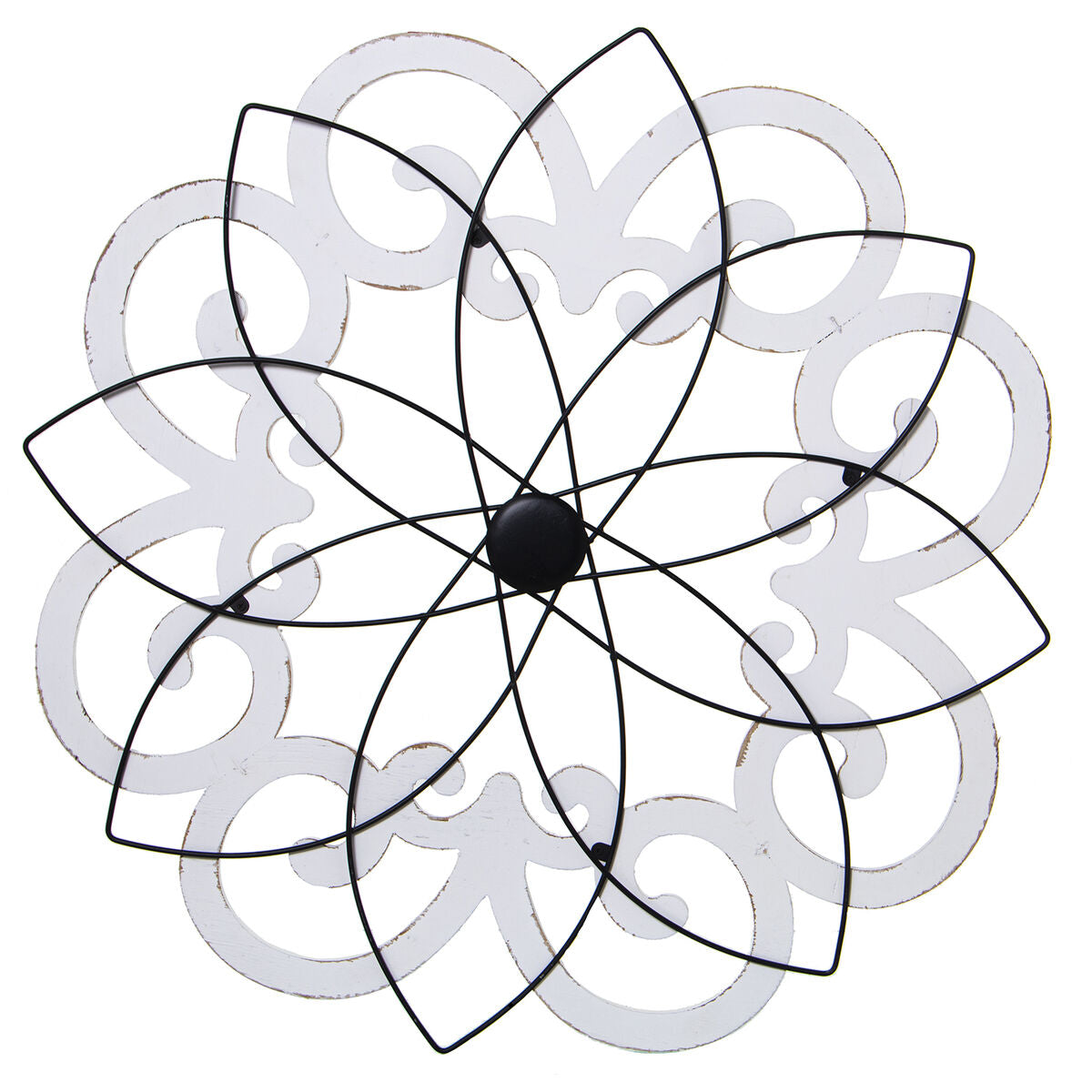 8427701683325 - Wanddekoration Weiß Holz Metall Eisen 60 x 3 x 60 cm