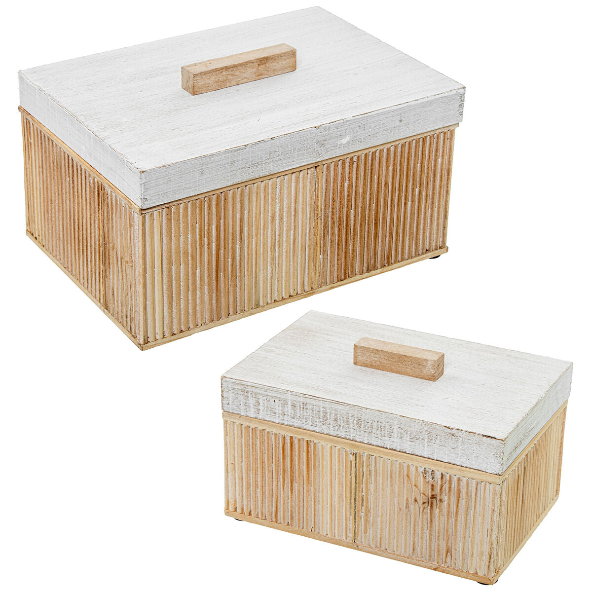 8427701723328 - Set dekorativer Karten Weiß Braun Holz 2 Stücke