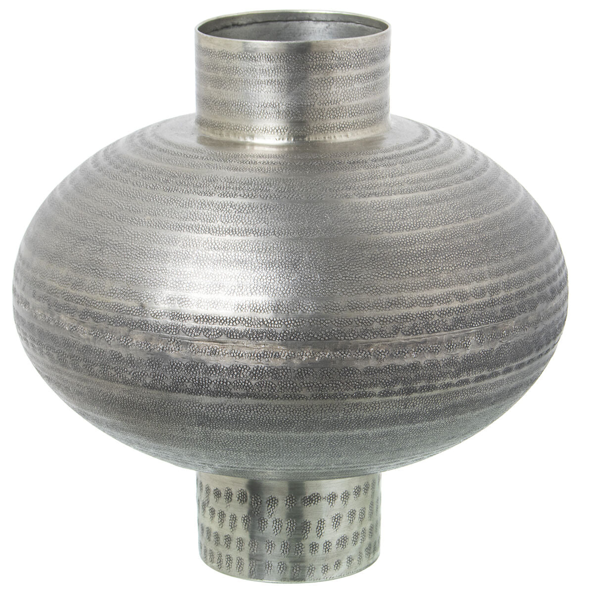 8427701741629 - Vase Silberfarben Metall Antiker Finish 32 x 33 x 33 cm