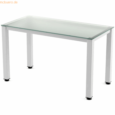 8427951930538 - Schreibtisch Executive BxTxH 120x60x73cm Gestell weiß Platte Gl