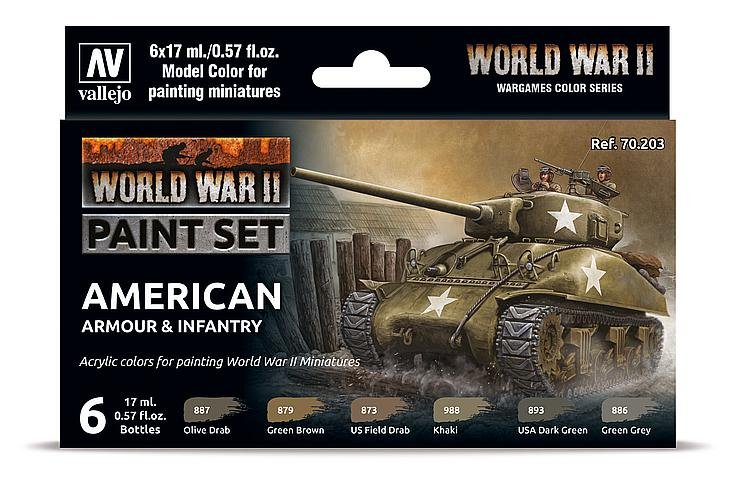 8429551702034 - Farb-Set US-amerikanische Panzerung und Infanterie WWII (6x17ml)