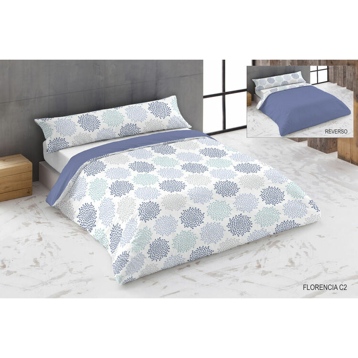 8430316903894 - Bettbezug-Set FLORENCIA Blau King size 3 Stücke 8430316903894 - Bettbezug-Set FLORENCIA Blau King size 3 Stücke