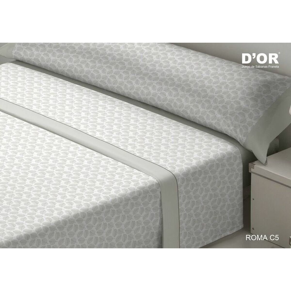 8430316977376 - Bettwäscheset DOr ROMA Grau Kleines Doppelbett Franela